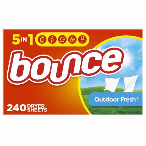 Bounce Dryer Sheets Outdoor Fresh Laundry Fabric Softener Sheets Perspective: front