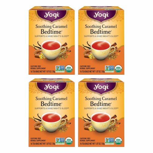 Yogi Soothing Caramel Bedtime Tea - 16 Bags - Calming Tea for Sleep Support Perspective: front
