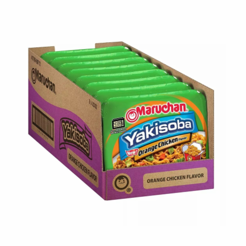 Maruchan Yakisoba Orange Chicken, Japanese Instant Ramen Noodles, 4.23 Oz, 8 Count Perspective: front