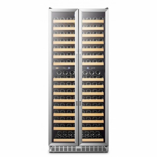 Ergode Lanbo Black Dual Zone Wine Cooler French Doors 287 Bottle Capacity Perspective: front