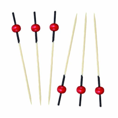 PacknWood  2.76 In. KitaBamboo Pick With 1 Red Bead & Black End- Pack Of 2000 Perspective: front