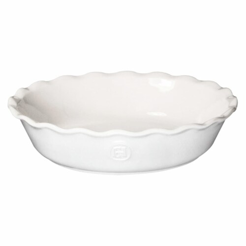 Emile Henry Round Modern Classics Ceramic Pie Dish Pan - White Perspective: front