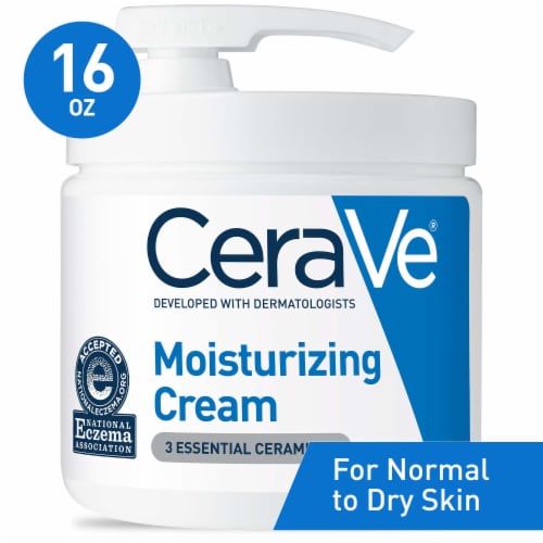 CeraVe Moisturizing Cream With Pump, Face Moisturizer & Body Lotion For Normal To Dry Skin Perspective: front