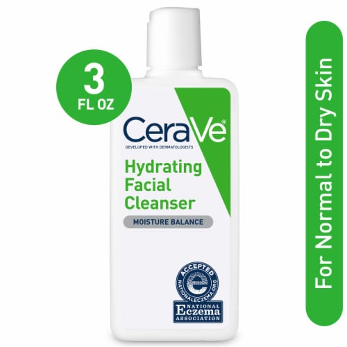 CeraVe Hydrating Facial Cleanser, Travel Size Face Wash For Dry Skin, Fragrance-Free Perspective: front