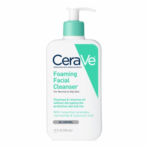 CeraVe Foaming Facial Cleanser, Face Wash for Oily Skin, Fragrance & Paraben Free, Non-comedogenic Perspective: front