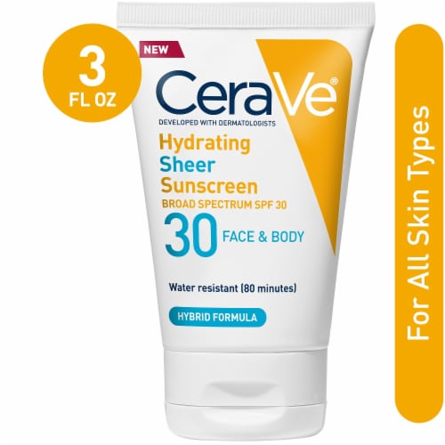 CeraVe Hydrating Sheer Sunscreen SPF 30 for Face and Body Perspective: front