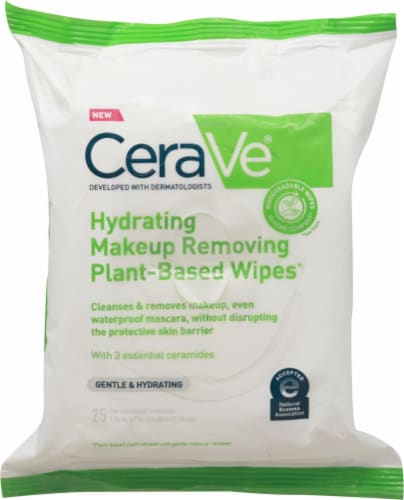 CeraVe® Makeup Remover Face Wipes Hydrating & Plant Based Perspective: front