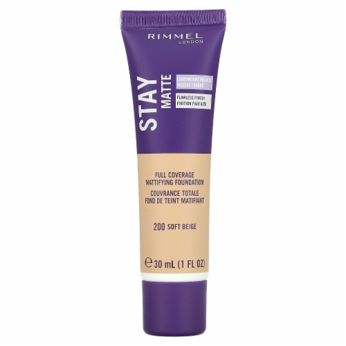 Rimmel Stay Matte Mousse Liquid Foundation 200 Soft Beige Perspective: front