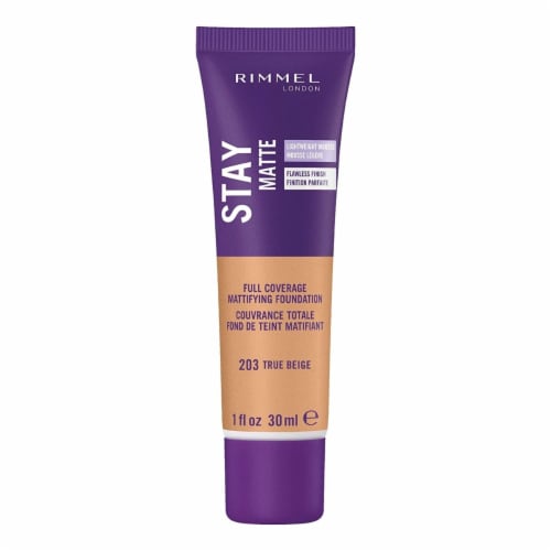 Rimmel 203 True Beige Stay Matte Foundation Perspective: front