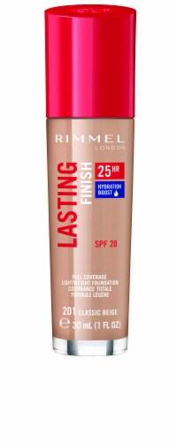 Rimmel Lasting Finish 201 Classic Beige Full Coverage Liquid Foundation Perspective: front