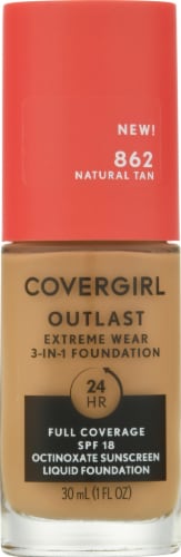 CoverGirl Outlast Extreme Wear 862 SPF 18 Natural Tan Foundation Perspective: front