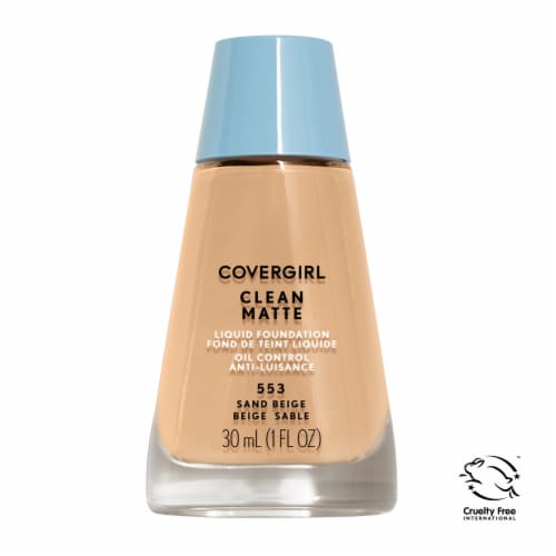 Covergirl Clean Matte 553 Sand Beige Liquid Foudation Perspective: front