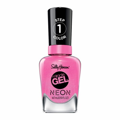 Sally Hansen Miracle Gel Neon Fluorescent Pink Step 1 Nail Color Perspective: front