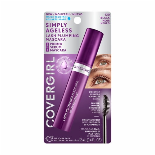 Udholdenhed trække Grund CoverGirl Simply Ageless Lash Plumping Water Resistant Mascara - 120 Black,  0.4 fl oz - Fred Meyer