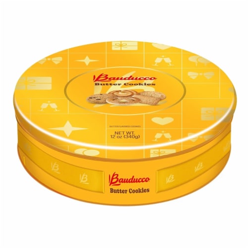 Bauducco Convenient Sorted Butter Cookies in a Tin Perspective: front