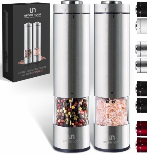Electric salt and pepper grinder set discount