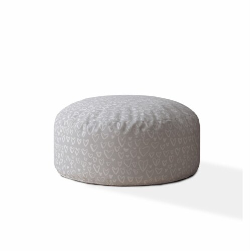 Hivvago 24 inch Gray Cotton Round Floral Pouf Ottoman 1 Fred Meyer