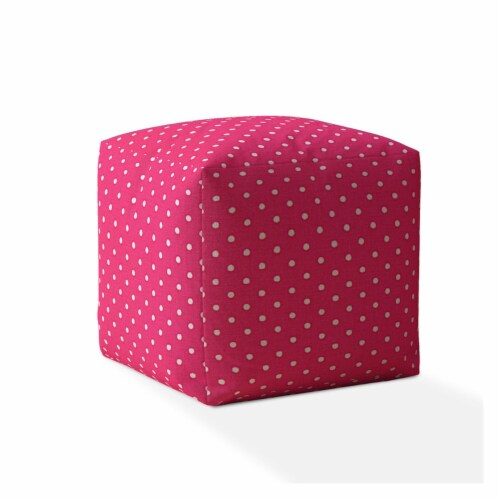 Hivvago 17 inch Pink Cotton Polka Dots Pouf Ottoman 1 Fry s Food Stores