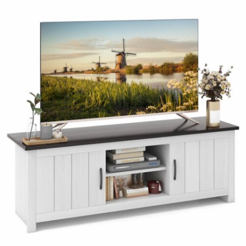 Hivvago TV Stand with 2 Cabinets and Open Shelves for TVs up to 65 Inch Black 65 inch Fry s Food Stores
