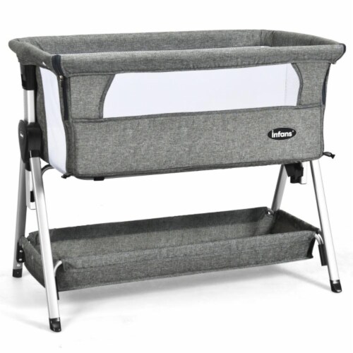 Hivvago Adjustable Baby Bedside Crib with Large Storage Dark Gray 1 Kroger