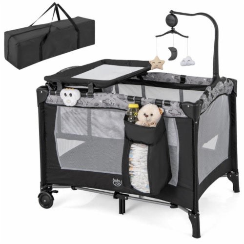 Hivvago Multi Functional Baby Playpen with Mattress and Removable Changing Table Gray 1 King Soopers