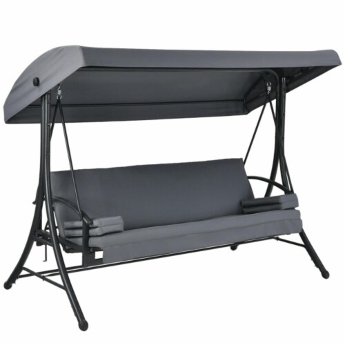 Hivvago 3 Seat Patio Outdoor Swing with Adjustable Tilt Canopy Gray 1 Kroger