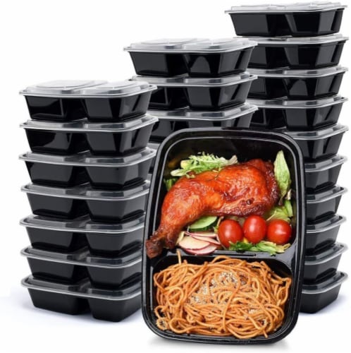 Kitcheniva Microwavable Meal Prep Food Container WIth 2 Compartment - Pack  of 10, Pack of 10 - Foods Co.