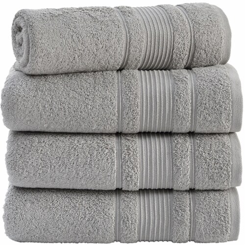 Kitcheniva Ultra Super Soft 100% Cotton Bath Towels Gray 4 Packs Perspective: front