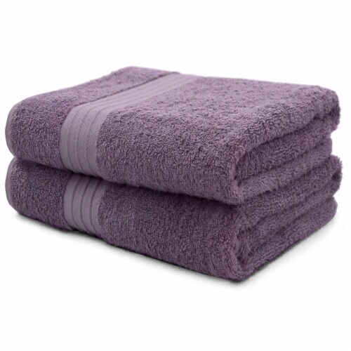 Kitcheniva 100% Soft Cotton Bath Towel Set of 2, Purple Perspective: front