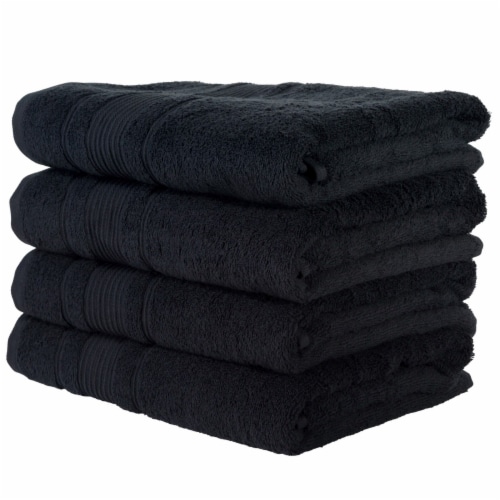 4 Pack Bath Towel Set, 100% Turkish Cotton Bath Towels for Bathroom, Super Soft, Extra Large Bath Towels Black