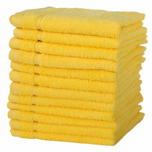 Kitcheniva Ultra Super Soft 100 Cotton Yellow Wash Cloth Towels 12 Packs 12 Packs QFC