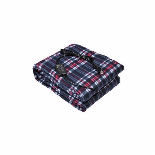 Kitcheniva 12V Heated Car Blanket With Controller Navy Plaid 1