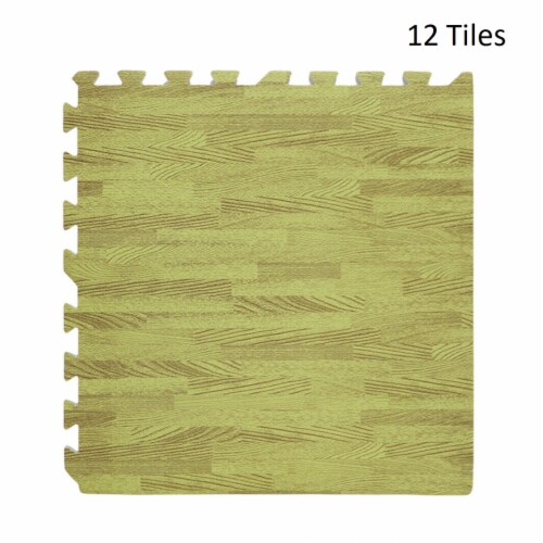 Kitcheniva Interlocking Foam Floor Tile Mats 12 Tiles/48sq, Nature Wood Grain Perspective: front