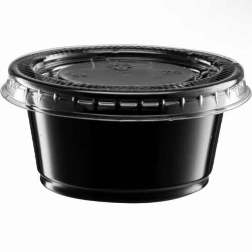 Kitcheniva Plastic Clear Disposable Portion Cups With Lids Black