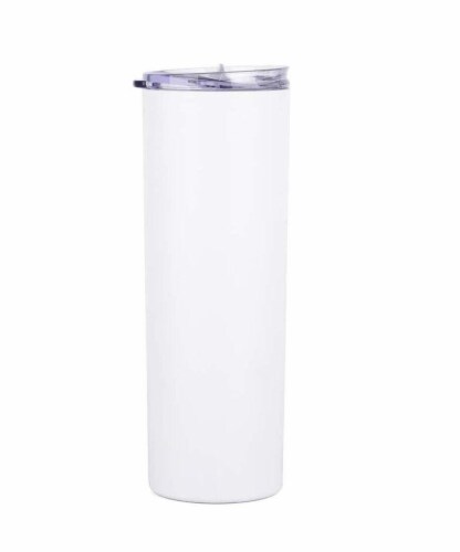 Kitcheniva Skinny Stainless Steel Tumbler With Slider Lid - White Perspective: front