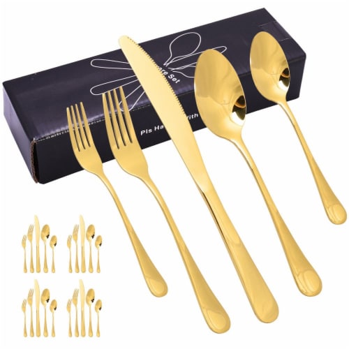 Kitcheniva Silverware Flatware Cutlery Set Of 20 - Gold Perspective: front