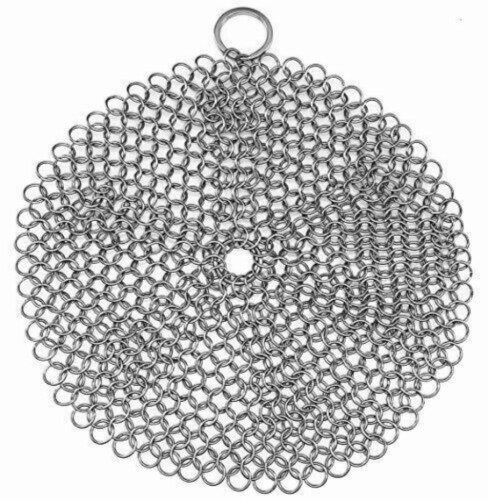 Kitcheniva Cast Iron Skillet Cleaner Chainmail Scrubber With Hanging Ring - Round, 1 pc - Foods Co.