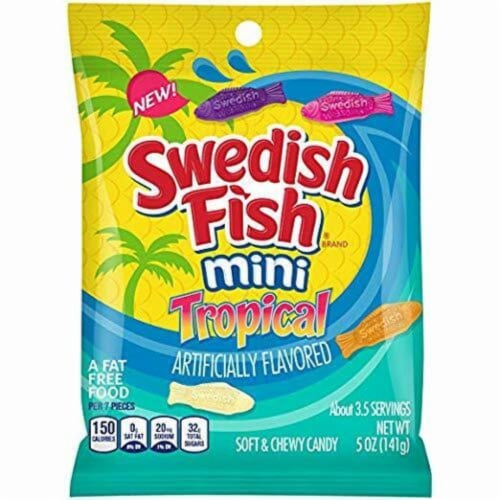 Swedish Fish Mini Tropical Fat Free Candy Perspective: front