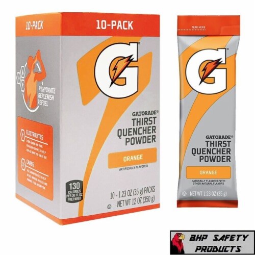 Gatorade Thirst Quencher Powder Sticks 10 Servings 8 Boxes - Orange Perspective: front