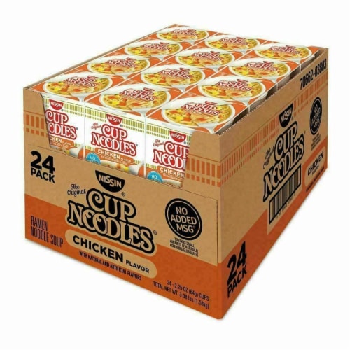 Nissin Cup Noodles Soup 2.25oz 24 Pack - Chicken Perspective: front