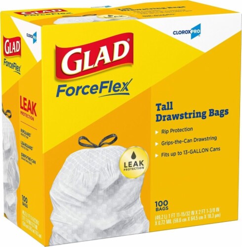 Glad ForceFlex Kitchen Bags, Tall, Drawstring, Gain Original Scent, 13 Gallon - 80 bags