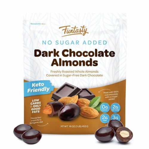 Funtasty Sugar Free Dark Chocolate Keto Friendly 1 Lb Covered Almonds