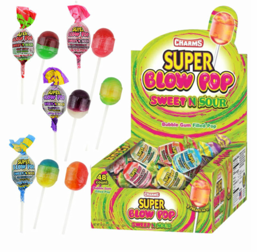Charms Super Blow Pop Sweet N Sour Lollipops - Pack of 48 Perspective: front