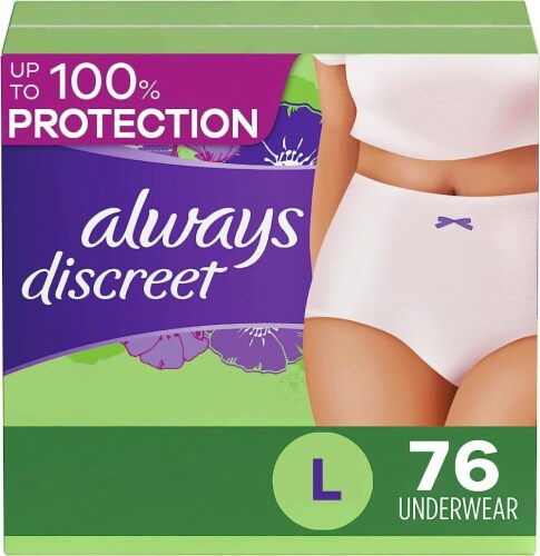 Always Discreet Incontinence Underwear Maximum Absorb Large - 76 Count,  Large / 76 Count - Fry's Food Stores