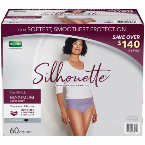 Depend Silhouette Incontinence Postpartum Underwear Small 60 Count