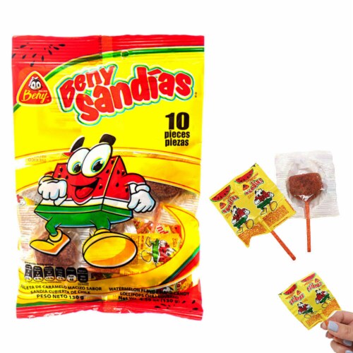 Sandias Chili Coated Paleta Lollipop 4 oz - Watermelon, 1 Sandias Chili Coated Paleta Lollipop 4 oz - Watermelon, 1