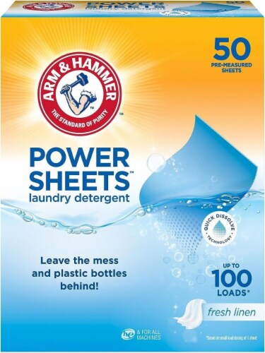 Arm & Hammer Power Sheets Laundry Detergent 50 Ct - Fresh Linen