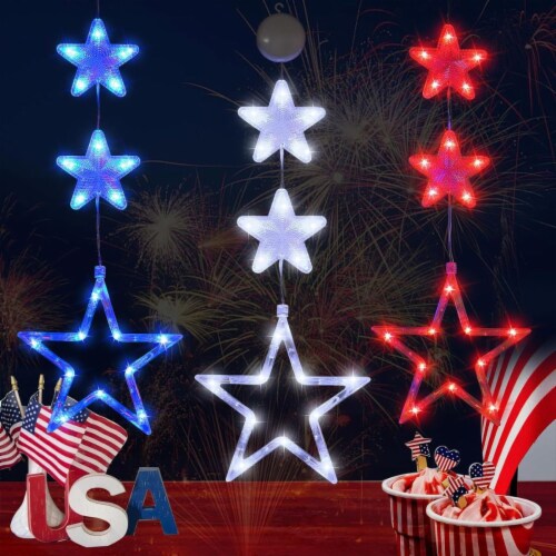 Battery Operated Indoor Window Star Lights with Timer Function for Fourth of July Set of 3 Set of 3 Fry s Food Stores