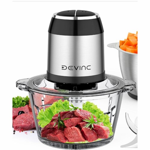 DEVINC Food Processors Mini Meat Grinder & Veggie Chopper with 2 Bowls Perspective: front