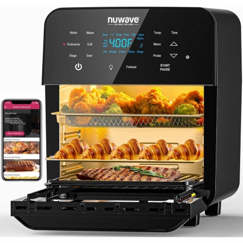 Nuwave Oven with Rotisserie Air Fryer Black 10 Foods Co